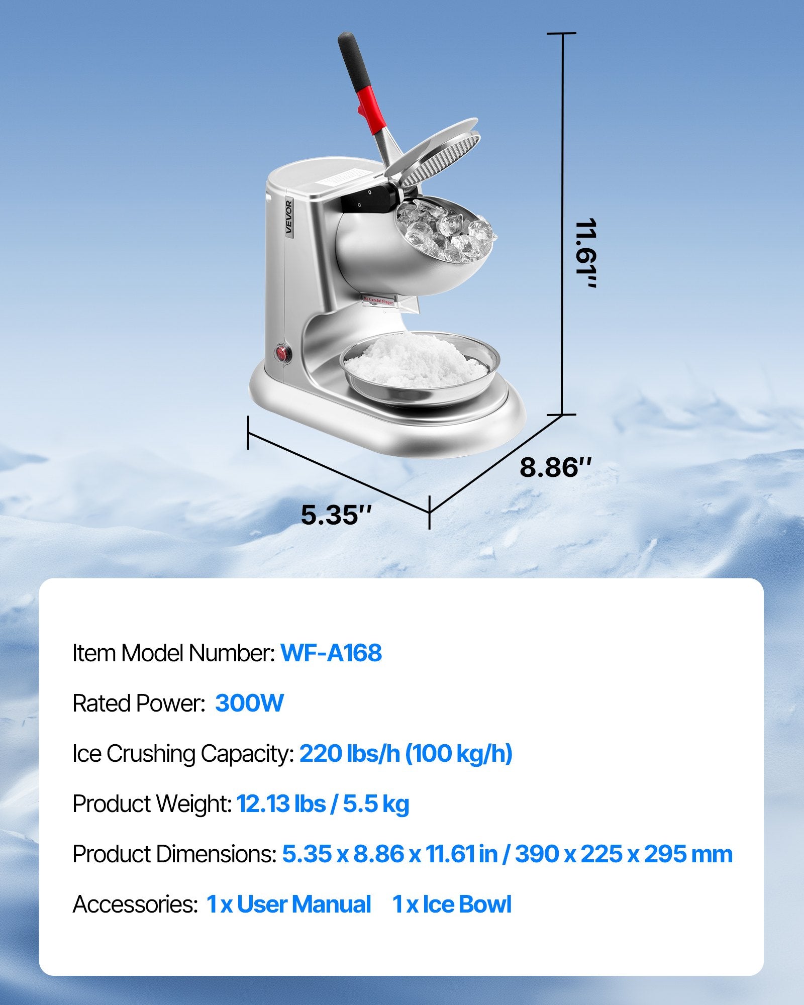Electric Ice Crusher Machine 100kg/H Snow Cone Maker Silver