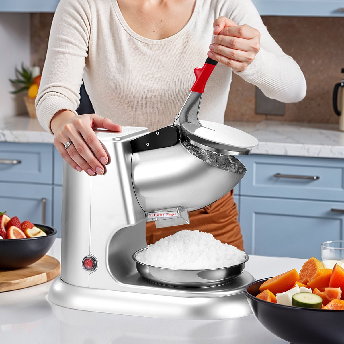 Electric Ice Crusher Machine 100kg/H Snow Cone Maker Silver