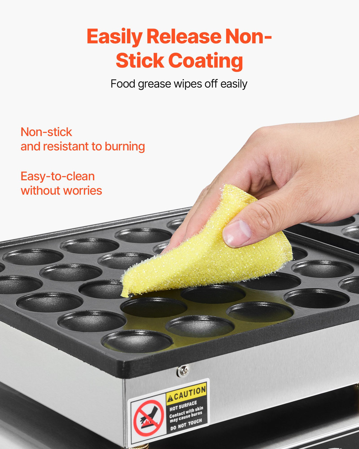 50PCS Mini Dutch Pancake Maker 1800W Electric Poffertjes Non-Stick Stainless