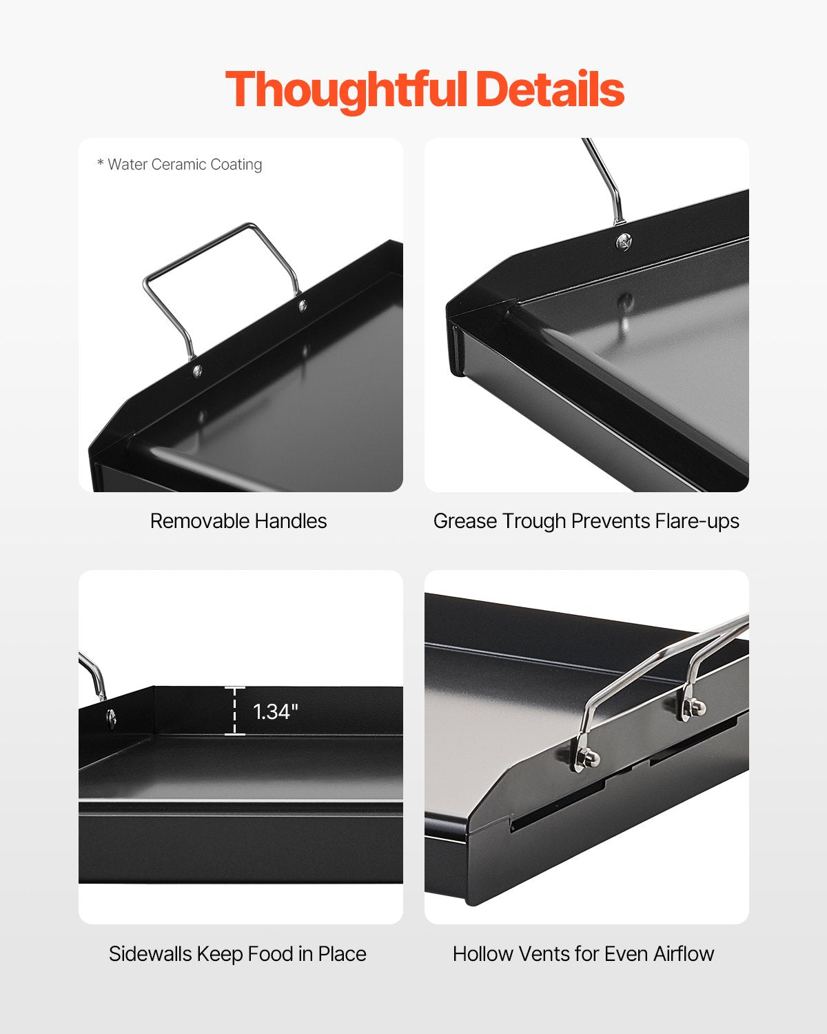 Griddle Carbon Steel Flat Top Gas Grill Teppanyaki Portable 24x16 Inch