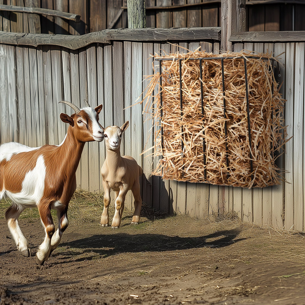 Livestock Hay Feeder 24 Gallon Heavy-Duty Steel Wall-Mounted Horse & Goat Rack