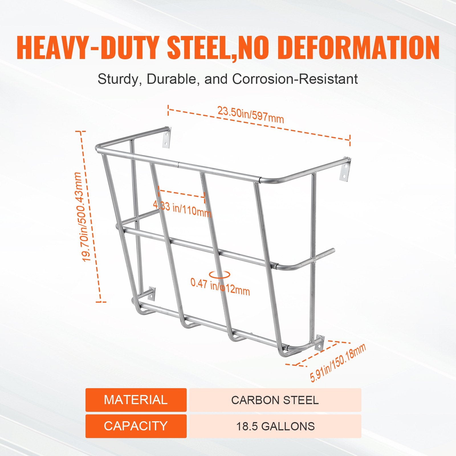 Livestock Hay Feeder, 18.5 Gallons, Heavy-Duty Steel Wall Mounted Hay Rack