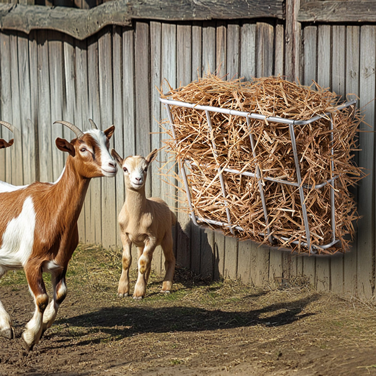 Livestock Hay Feeder, 18.5 Gallons, Heavy-Duty Steel Wall Mounted Hay Rack