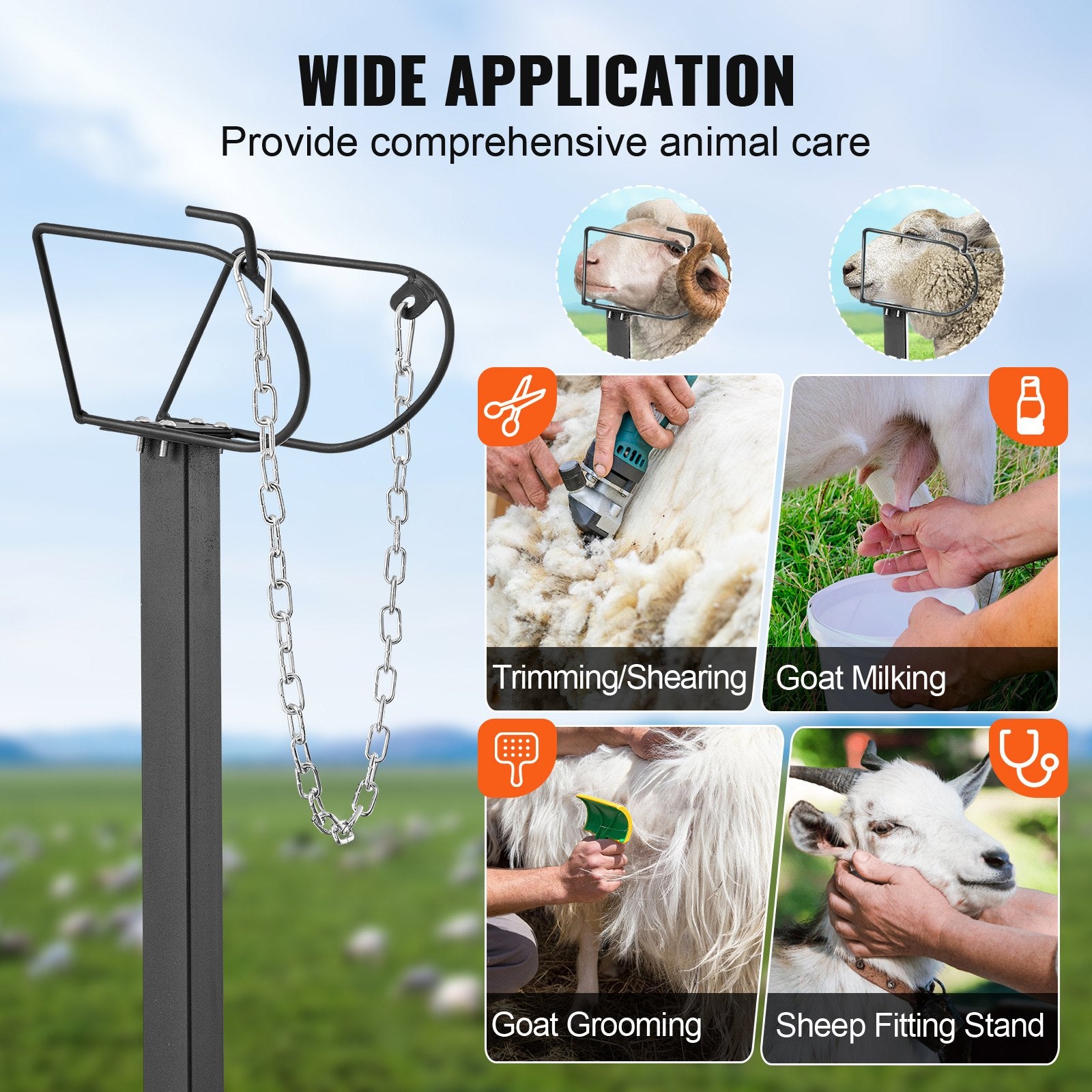 Goat Sheep Stand 51x23in Adjustable Metal Livestock Milking Shearing Black