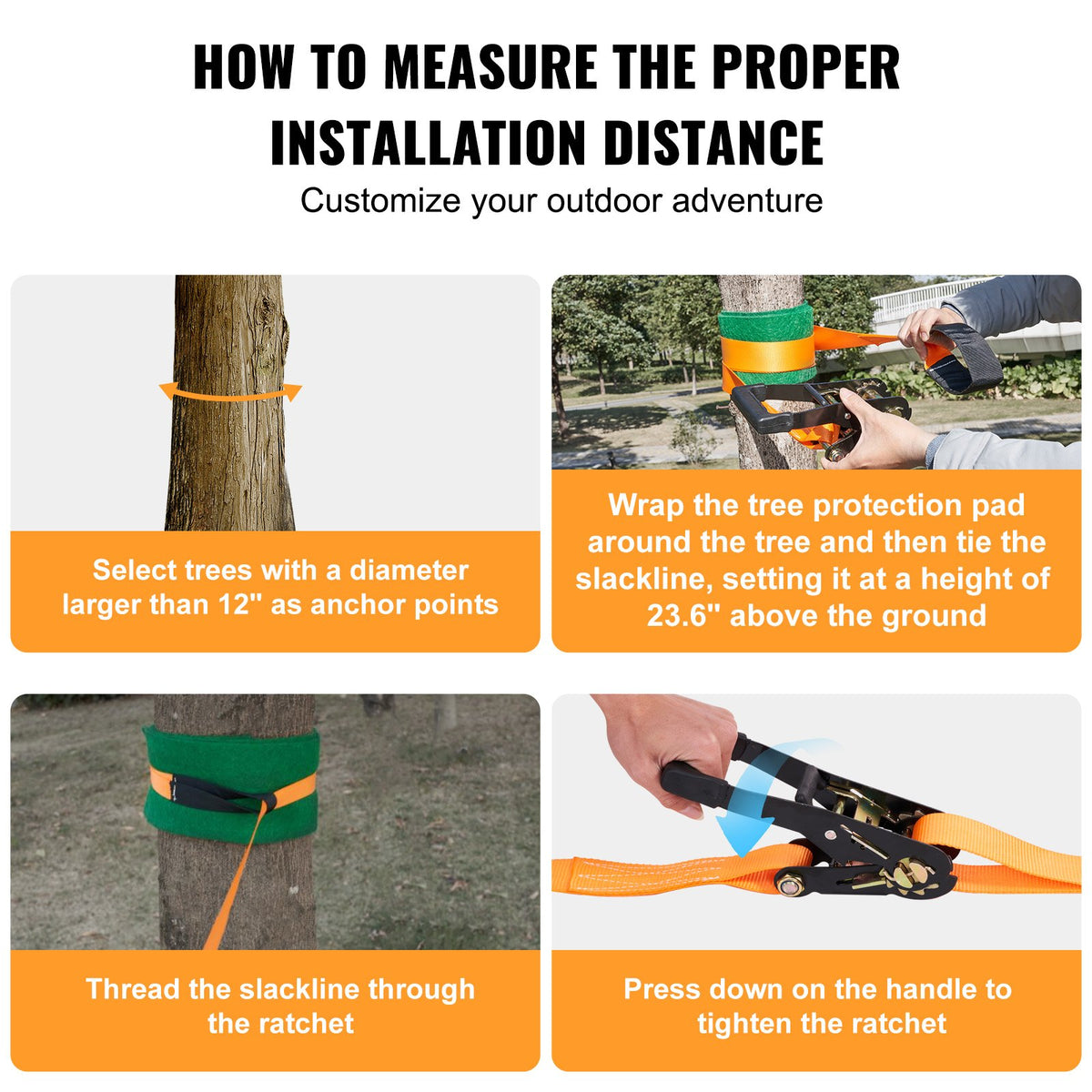 Slackline Kit with Training Line 18.3m Complete Backyard Slackline Set