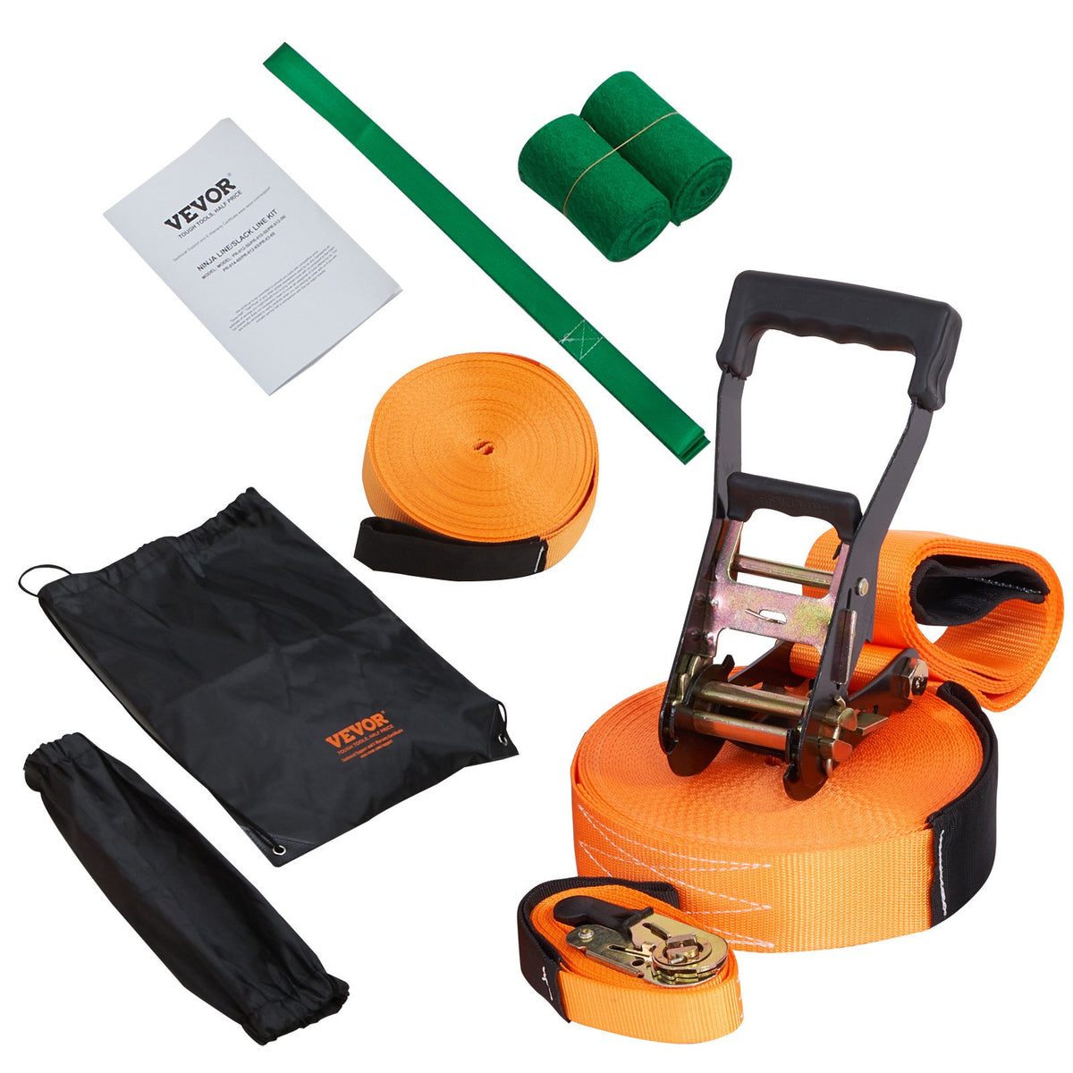 Slackline Kit with Training Line 18.3m Complete Backyard Slackline Set