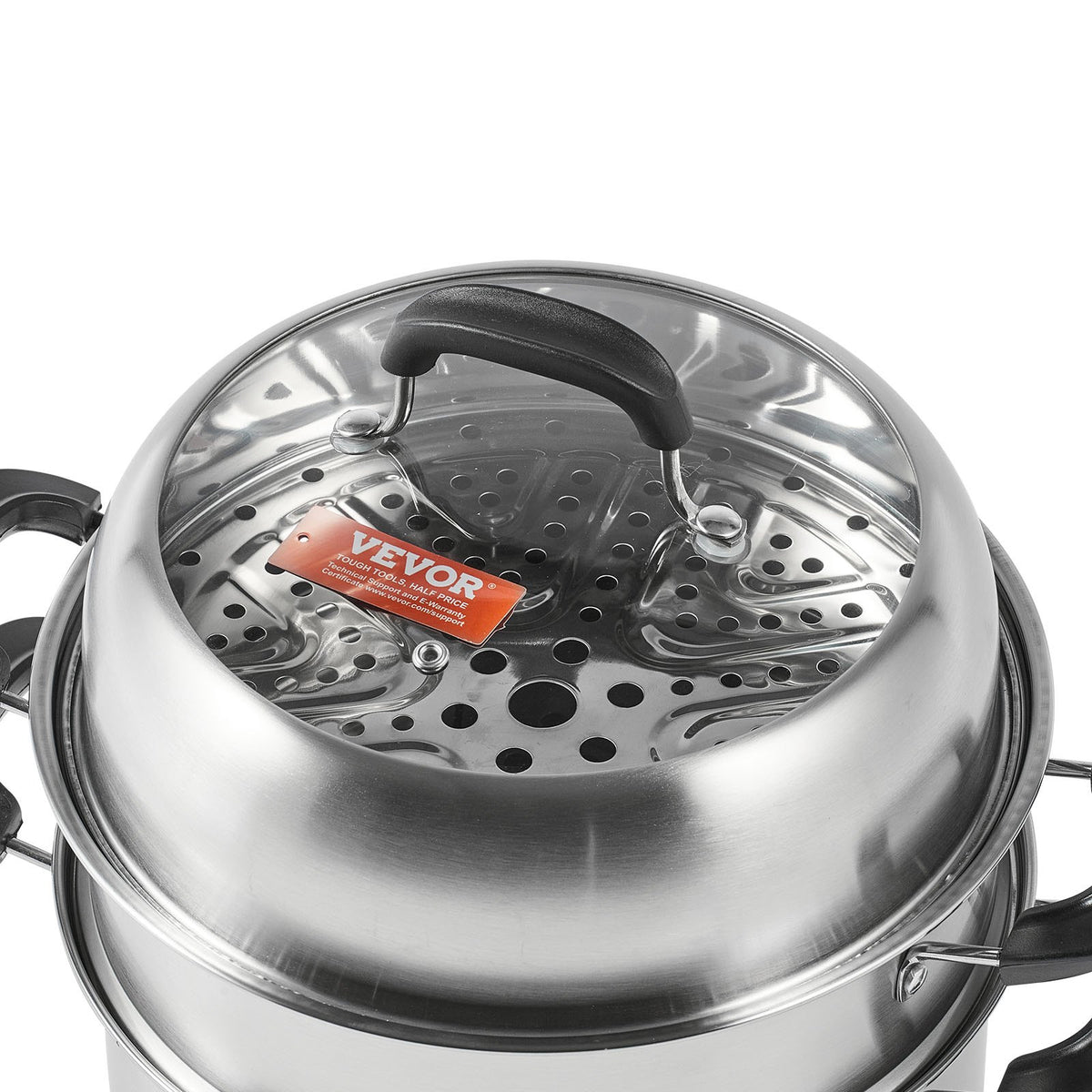 Steamer Pot 28cm, 8.5QT Stock Pot with 3-Layer Steamers & Lid, Stainless Steel