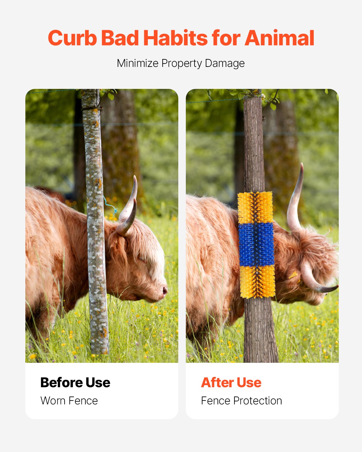 1Pc Livestock Scratching Brush with 2 Screws, Yellow & Blue