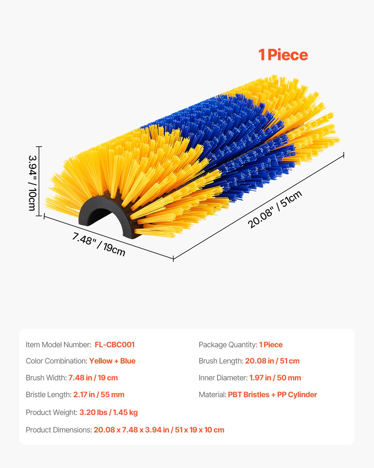 1Pc Livestock Scratching Brush with 2 Screws, Yellow & Blue