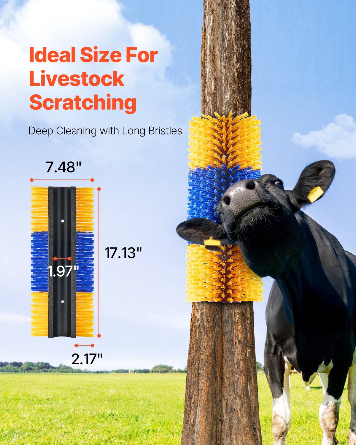 Livestock Scratching Brush 2 Pcs, 17.1x7.5 in Horse Cow Pig Grooming & Scratcher