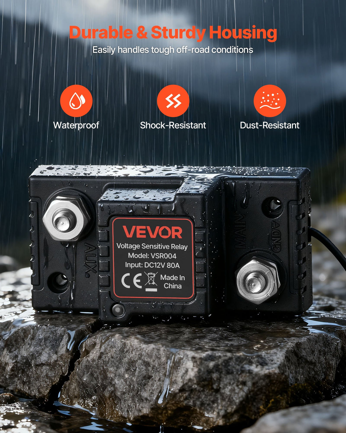 Dual Battery Isolator Kit 12V 80A with VSR, Voltmeter & LCD Screen for UTV/ATV