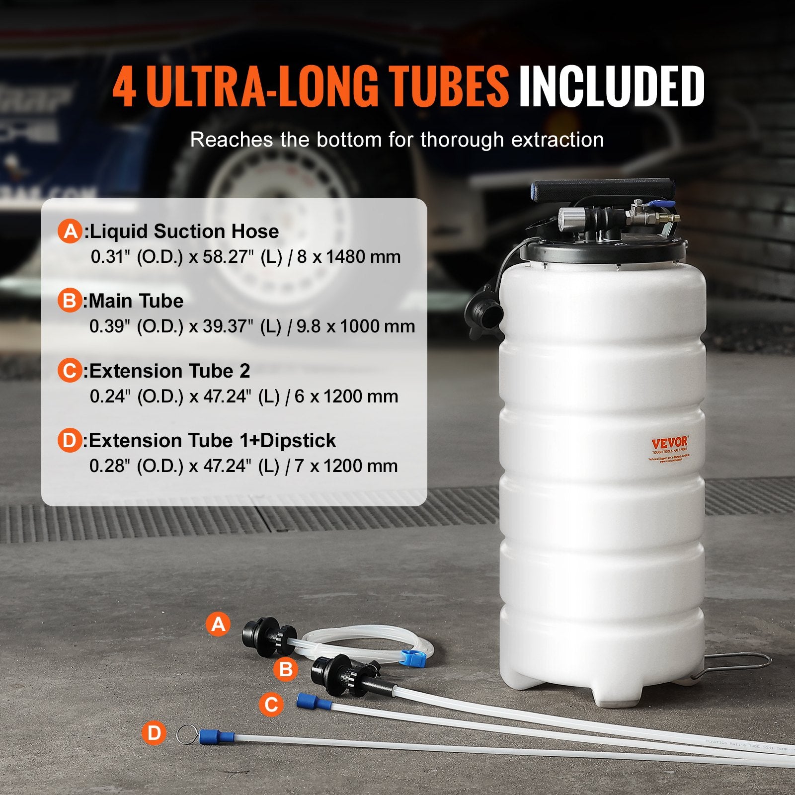 Fluid Extractor 15L Pneumatic Manual Oil Changer Dipstick Suction Hose Auto