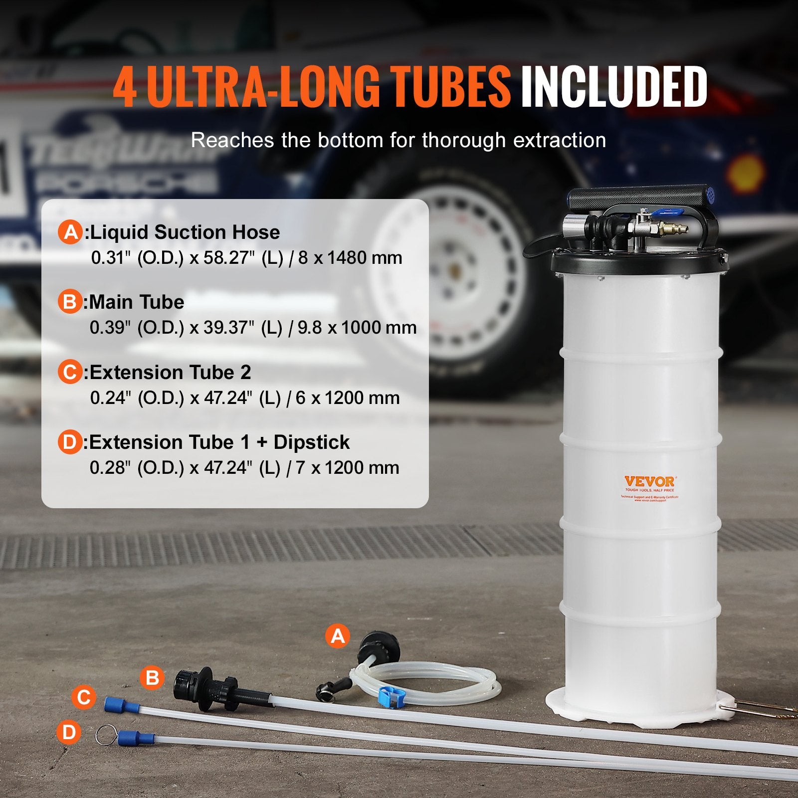 Fluid Extractor 6.5L Pneumatic Manual Oil Changer Dipstick Suction Hose Auto