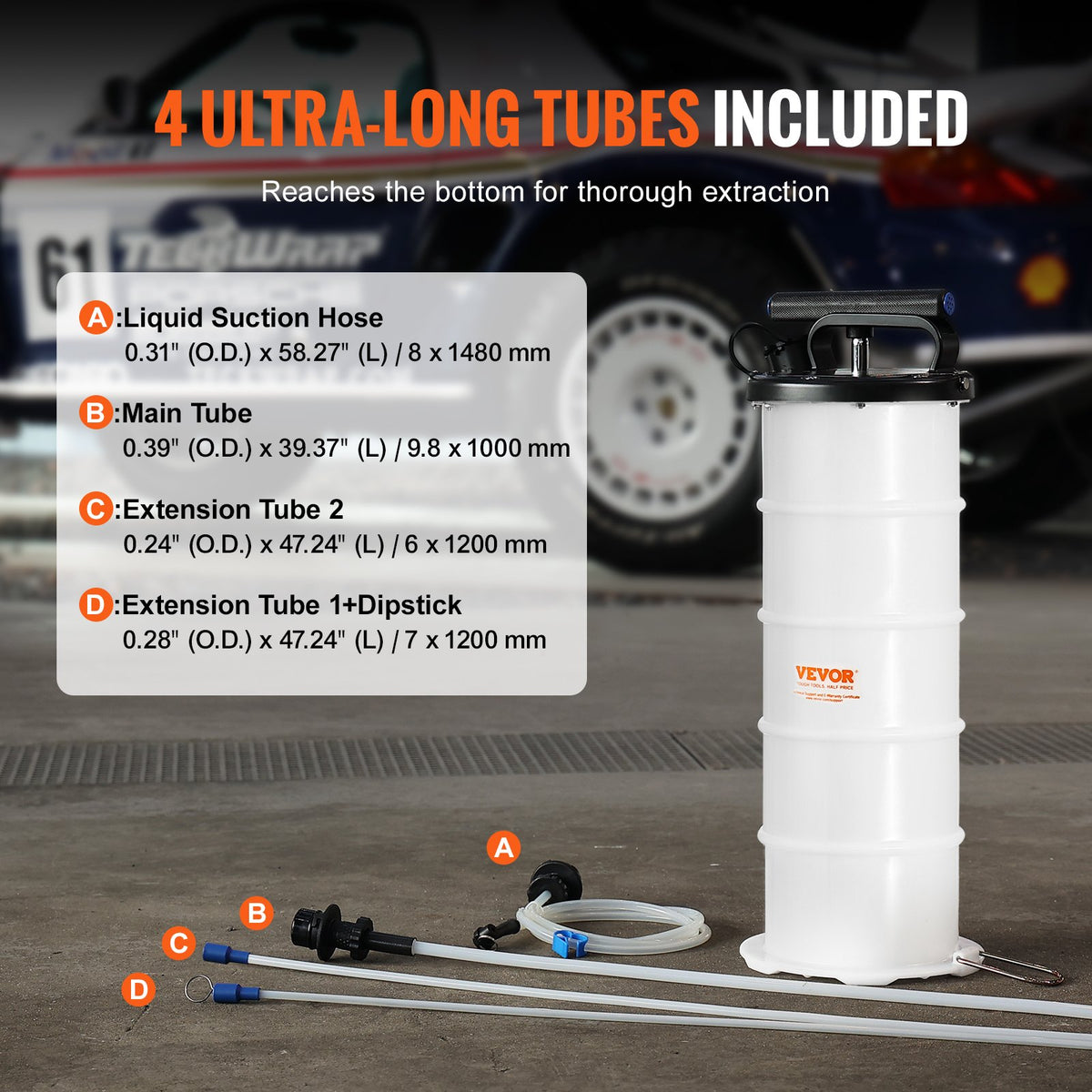 Fluid Extractor 6.5L Manual Hand-Operated Oil Changer Dipstick Suction Hose