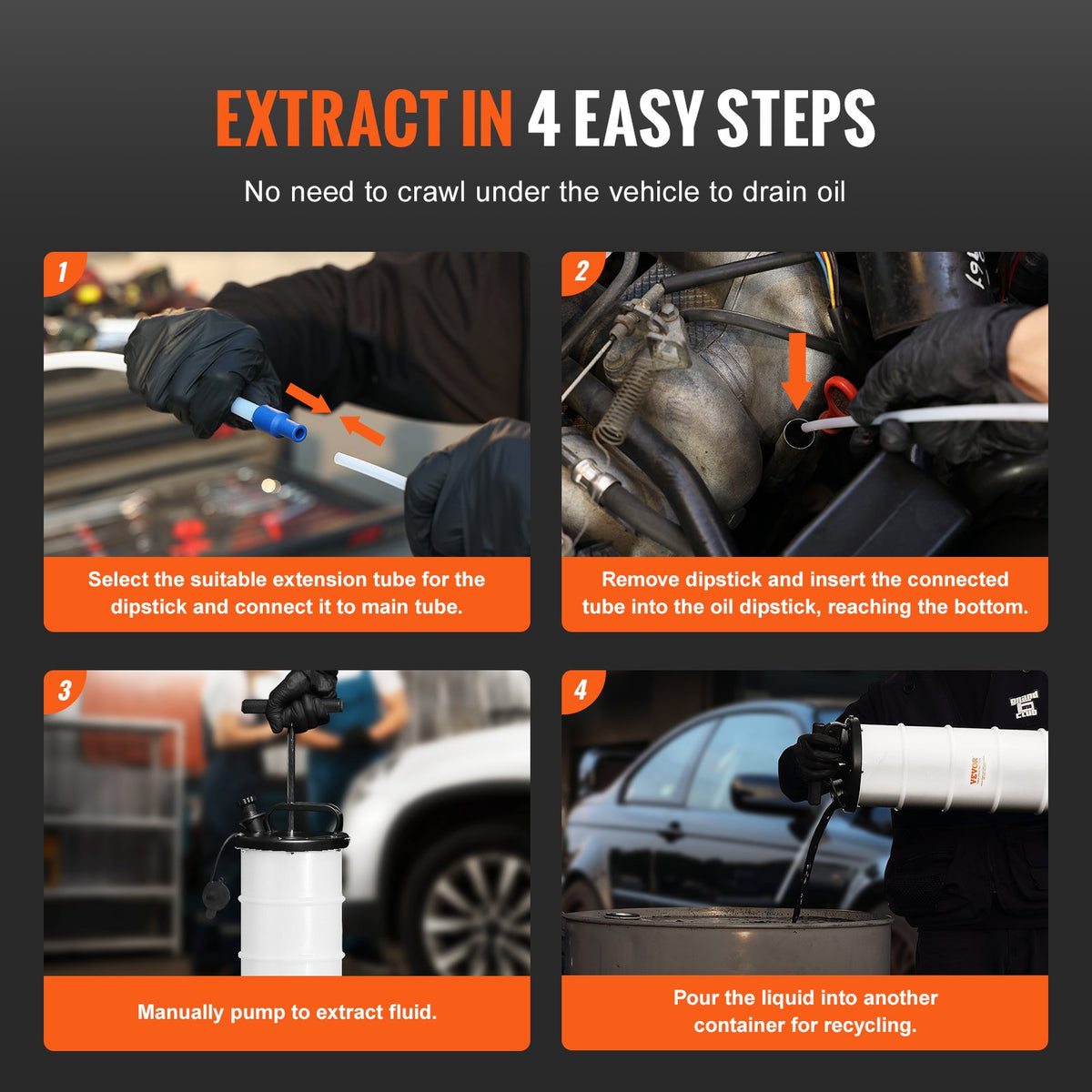 Fluid Extractor 6.5L Manual Hand-Operated Oil Changer Dipstick Suction Hose