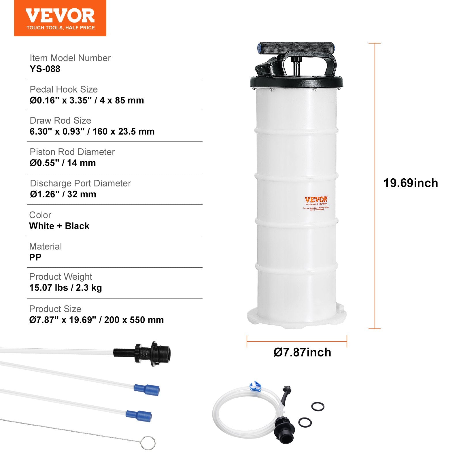 Fluid Extractor 6.5L Manual Hand-Operated Oil Changer Dipstick Suction Hose