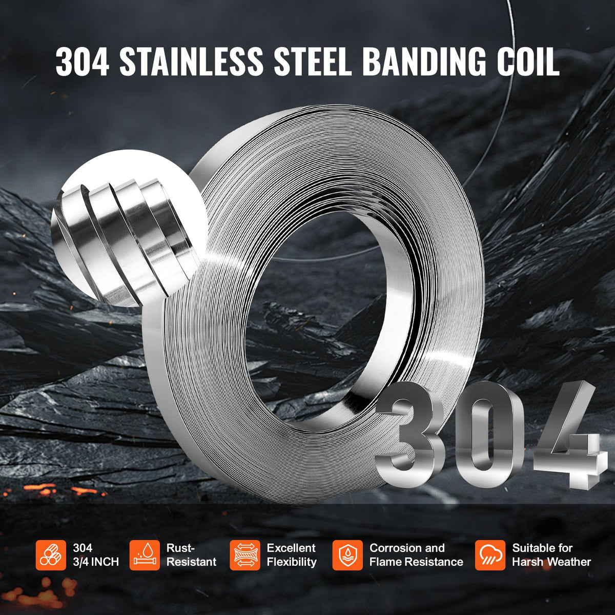Strapping Kit Banding with Tensioner Tool 30m 304 Stainless Steel 100 Seals