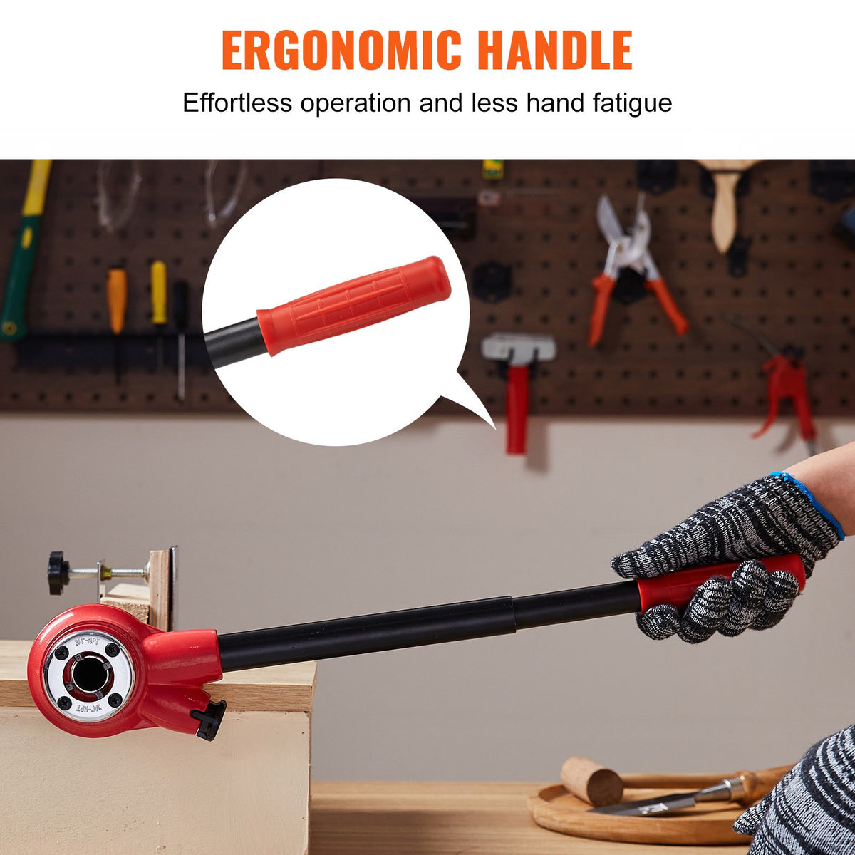 Manual Ratchet Pipe Threading Tool Set 9SICR Dies with Portable Case