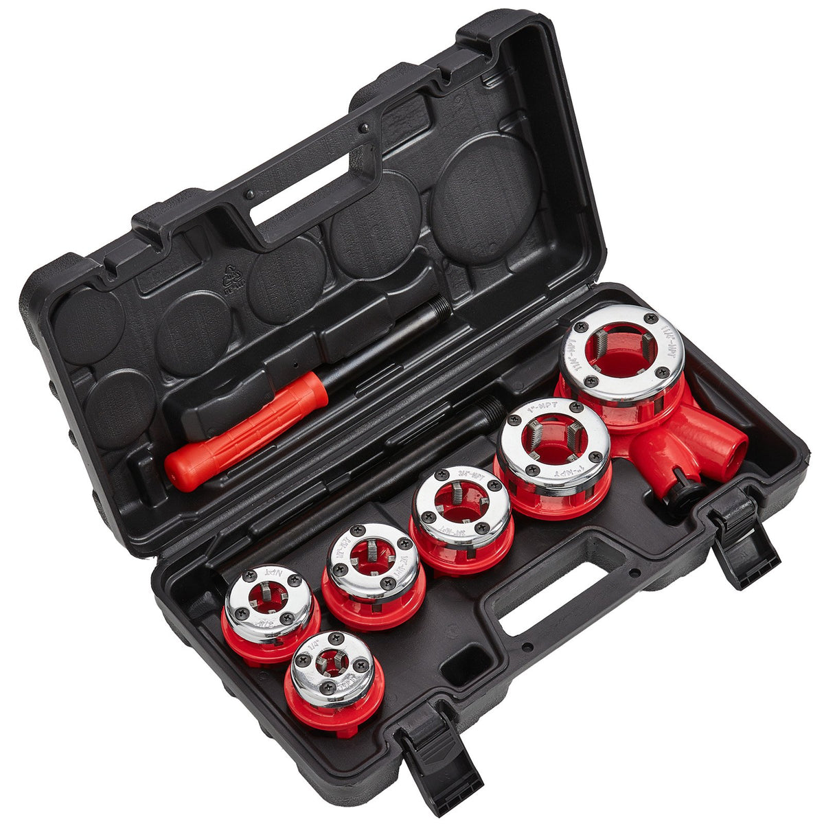 Ratchet Pipe Threader Kit 1/4"–1-1/4" NPT, 6PCS Dies with Case for Metal Pipes