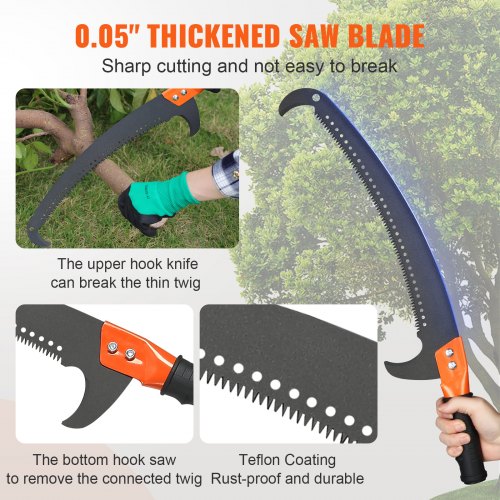 VEVOR Manual Pole Saw 8.24 m Extendable Tree Pruner for Shrubs and Palm Trimming