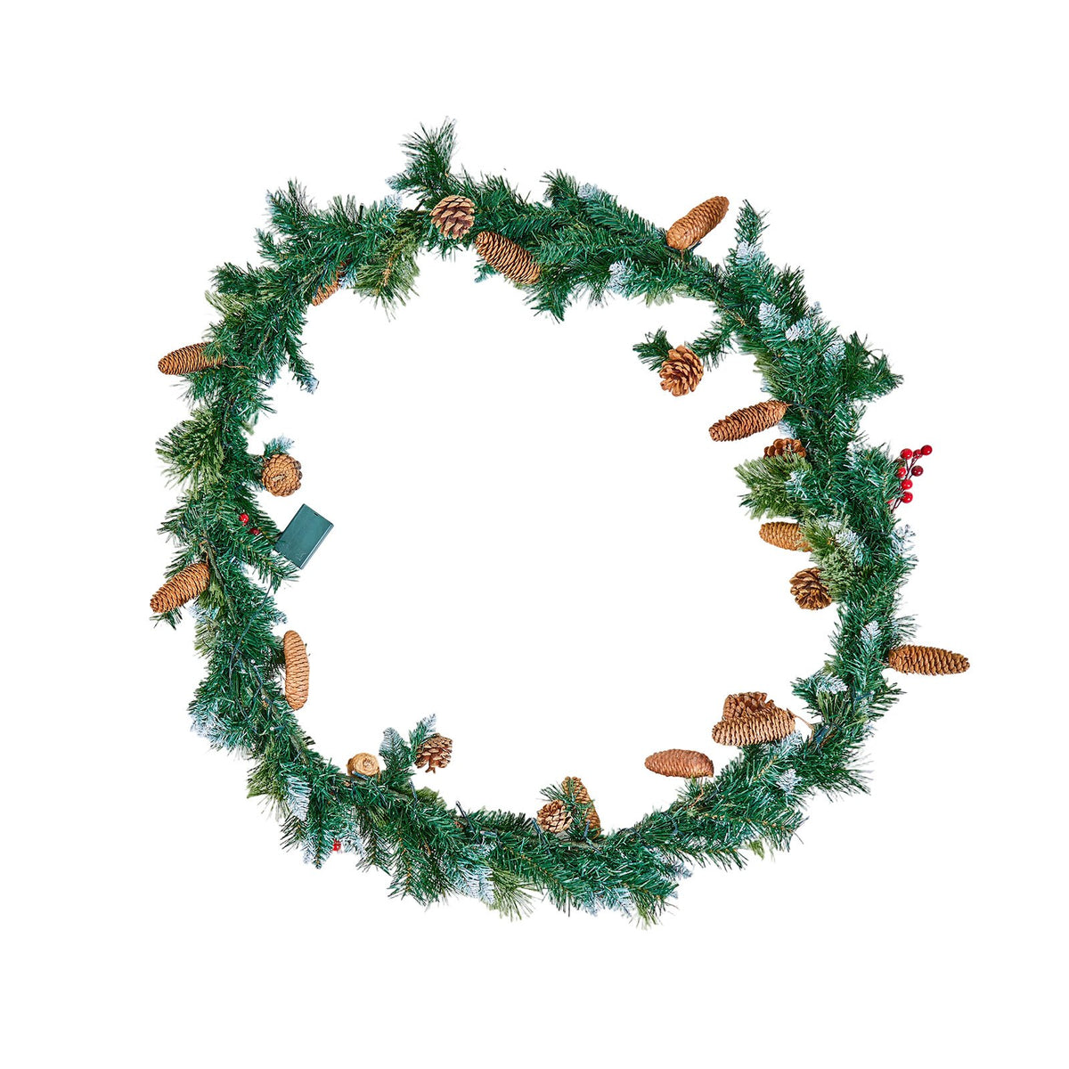 Christmas Garland Artificial Greenery Lights Berries Pine Cones 2750mm