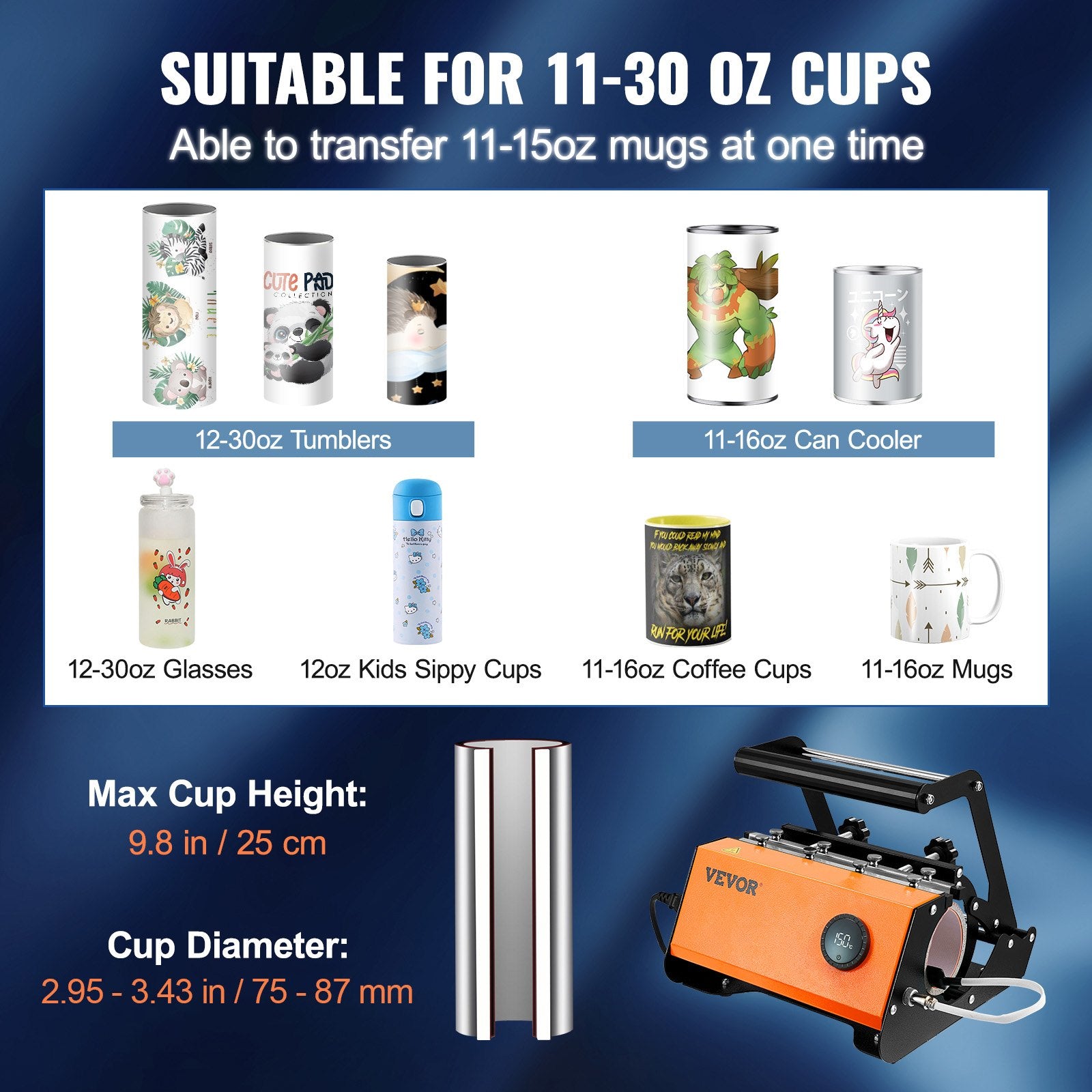 Heat Press Tumbler 30oz Mug Sublimation Transfer with Gloves Tape for DIY Cups