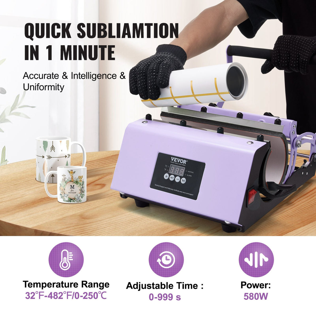 Tumbler Heat Press Machine 11-30oz Mug Press Purple Sublimation Cups