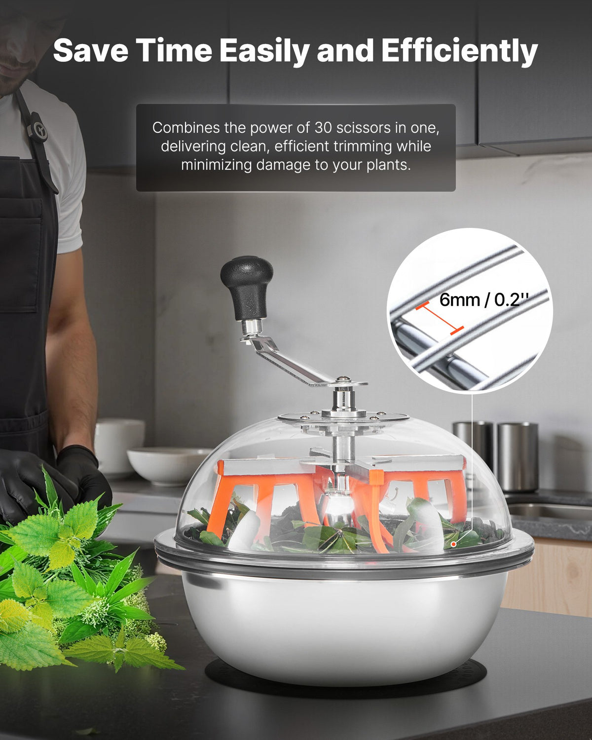 Bud Leaf Bowl Trimmer 335mm Manual Stainless Steel Blades Wet & Dry Use