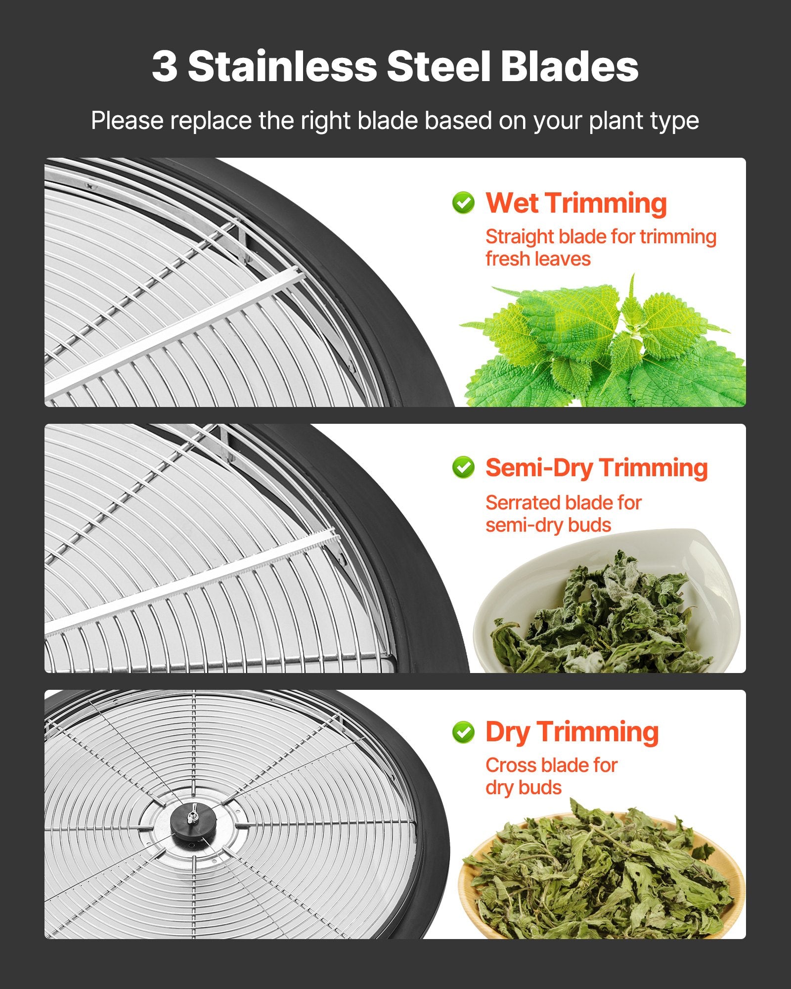 Bud Leaf Bowl Trimmer 490mm Manual Stainless Steel Blade Wet Dry Cutting Machine
