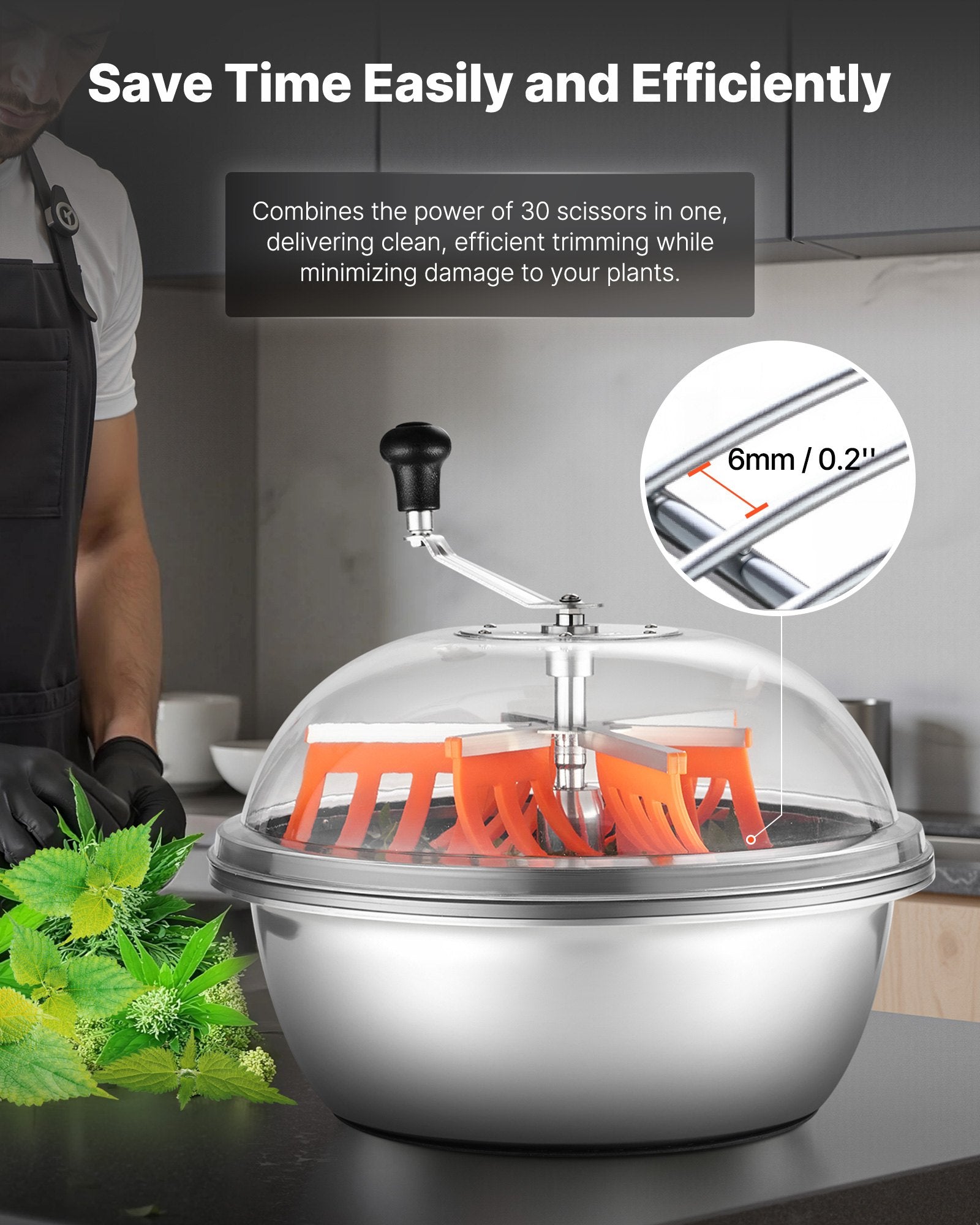 Bud Leaf Bowl Trimmer 490mm Manual Stainless Steel Blade Wet Dry Cutting Machine
