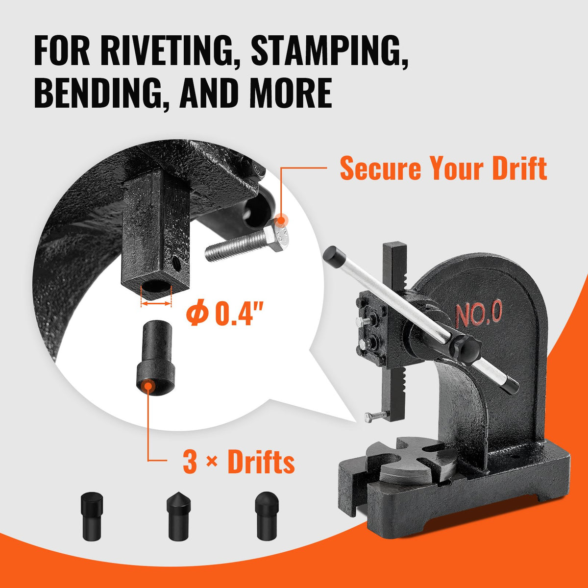 0.5 Ton Manual Arbor Press Cast Iron Heavy Duty Desktop Precision Hand Press