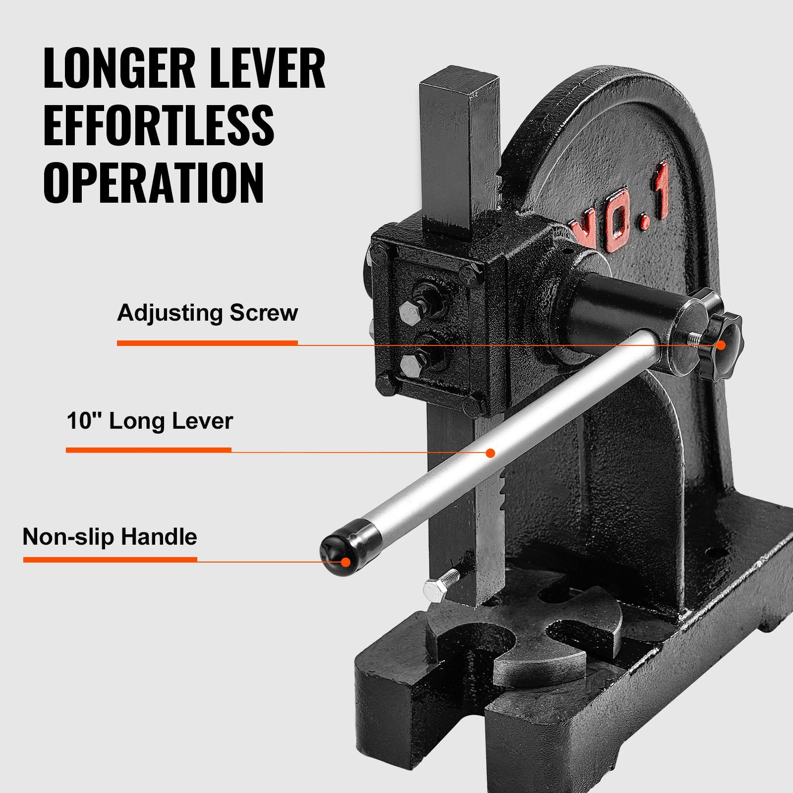 Arbor Press, 1 Ton Manual Cast Iron Desktop Press, 5.9" Max Height for Stamping