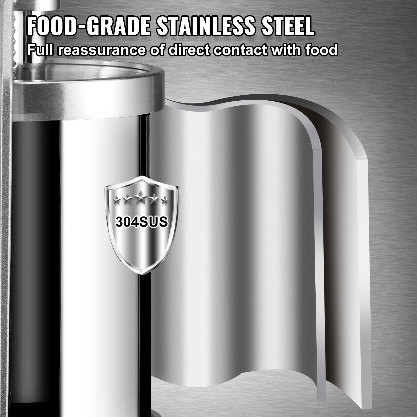 Sausage Stuffer 5lbs/3L Vertical Stainless Steel Stuffer 3 Tubes Manual Crank