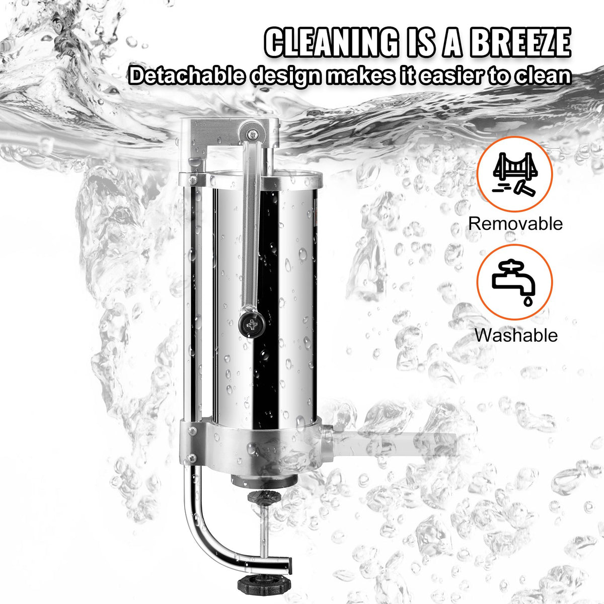 Sausage Stuffer 5lbs/3L Vertical Stainless Steel Stuffer 3 Tubes Manual Crank