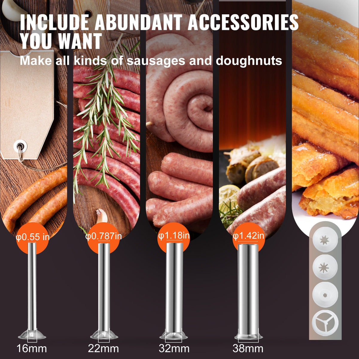Manual Sausage Stuffer 5lbs/3L Two-Speed Stainless Steel with 4 Tubes