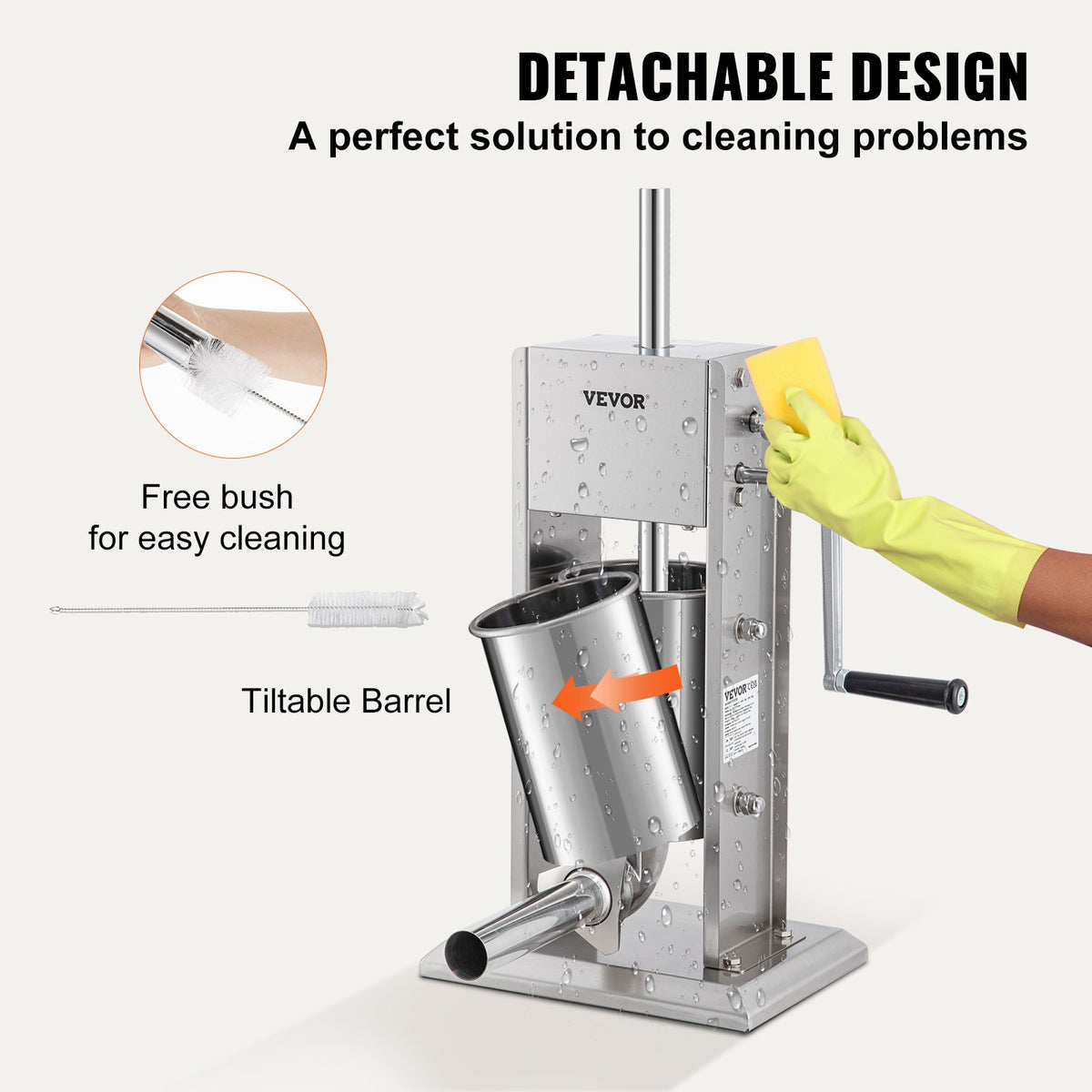 Manual Sausage Stuffer 5lbs/3L Two-Speed Stainless Steel with 4 Tubes