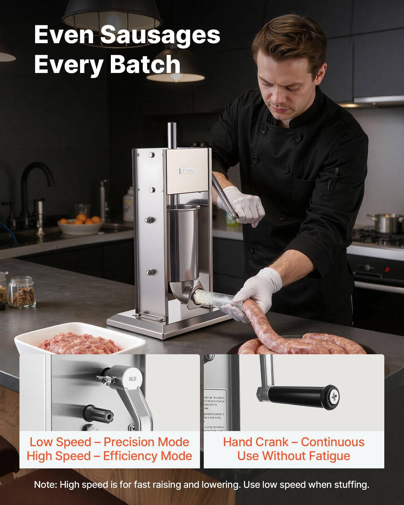 Heavy Duty Manual Vertical Sausage Stuffer Dual Speed Meat Filler Machine