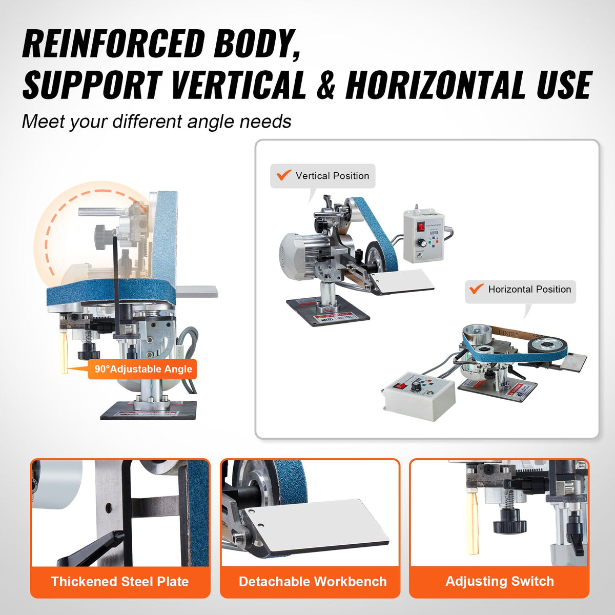 550W Variable Speed 30 x 1 Inch Belt Grinder Sander with Sanding Belts