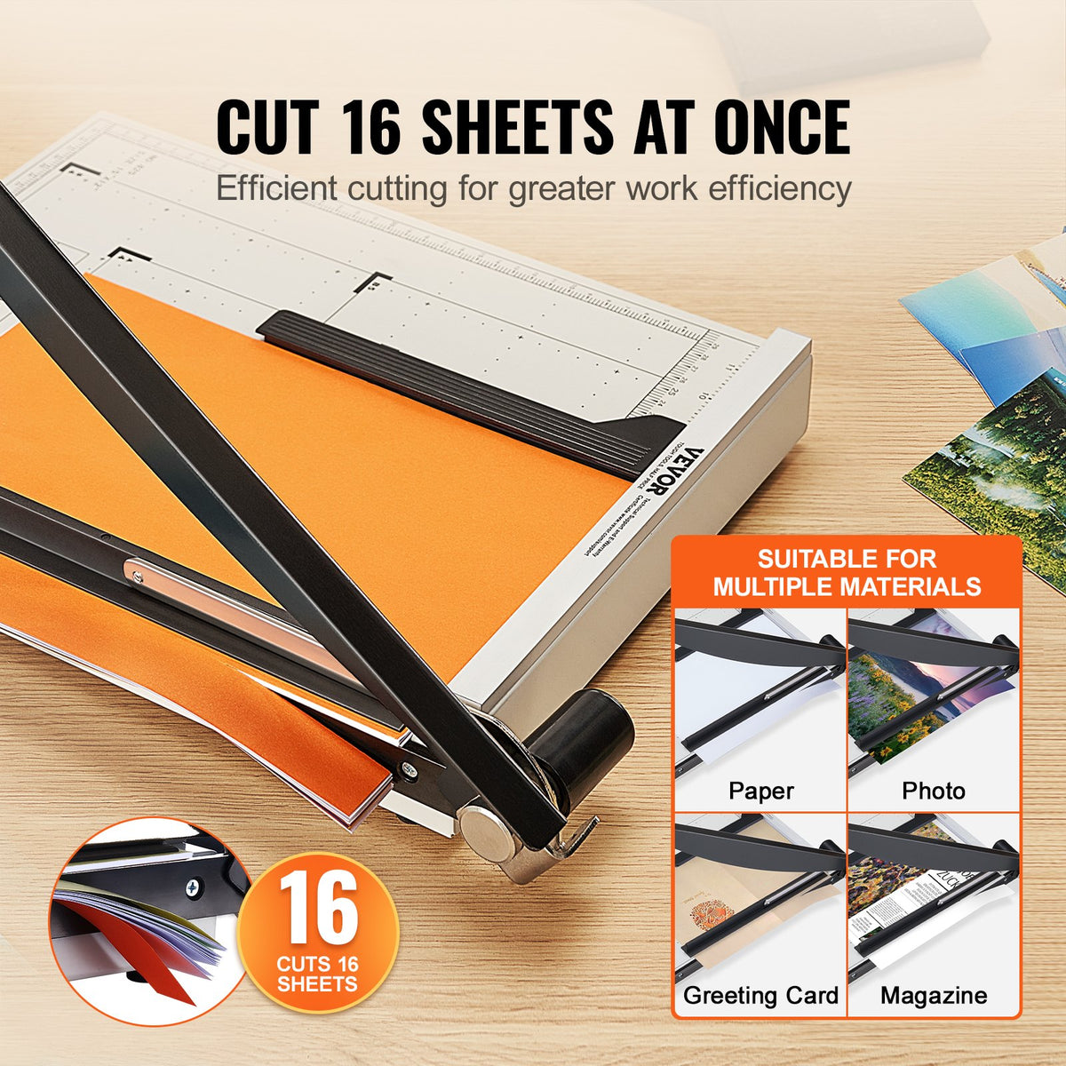Guillotine Paper Cutter 381 mm Cut Length 16 Sheet Capacity GuardLock