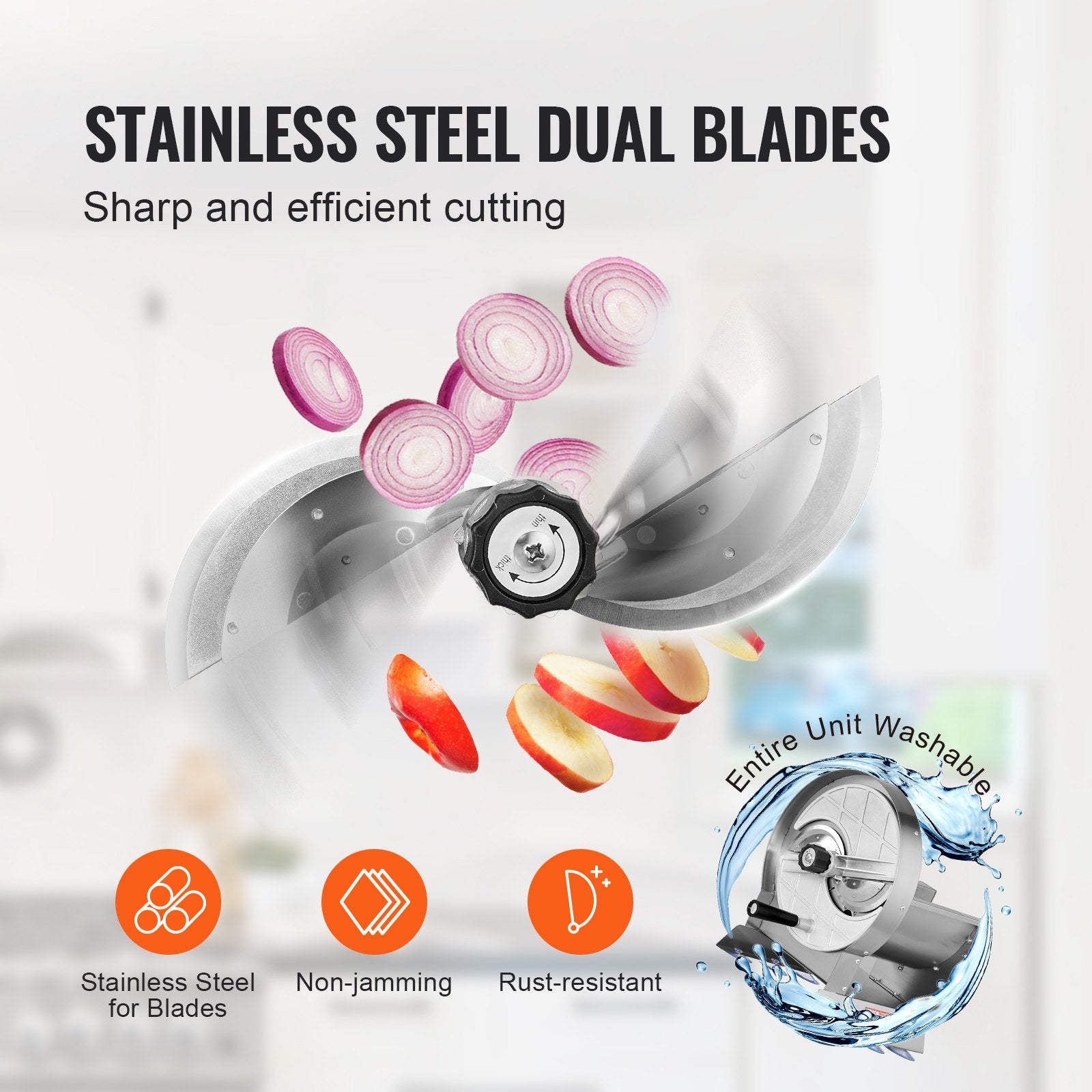 Manual Vegetable Fruit Slicer 0-0.5"/0-12mm Adjustable Stainless Steel 2 Blades