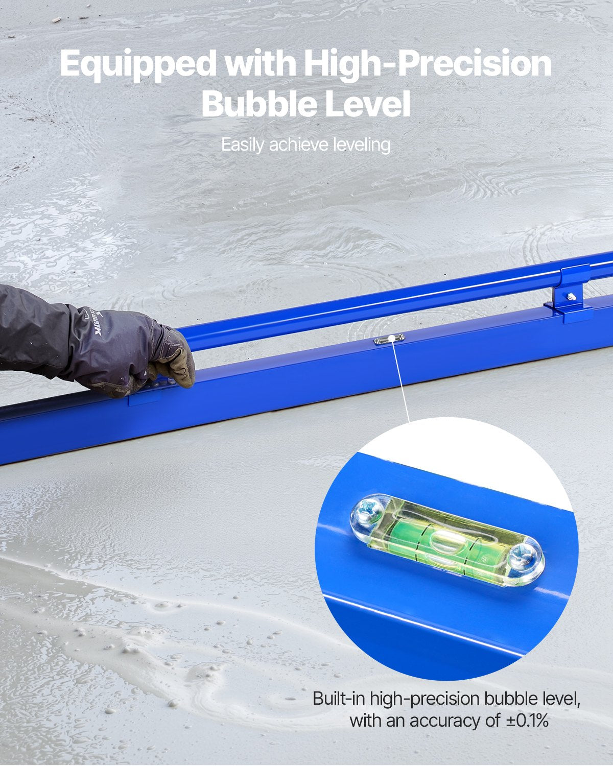 Concrete Screed, 120.5 cm Aluminum Screed with Level Vial