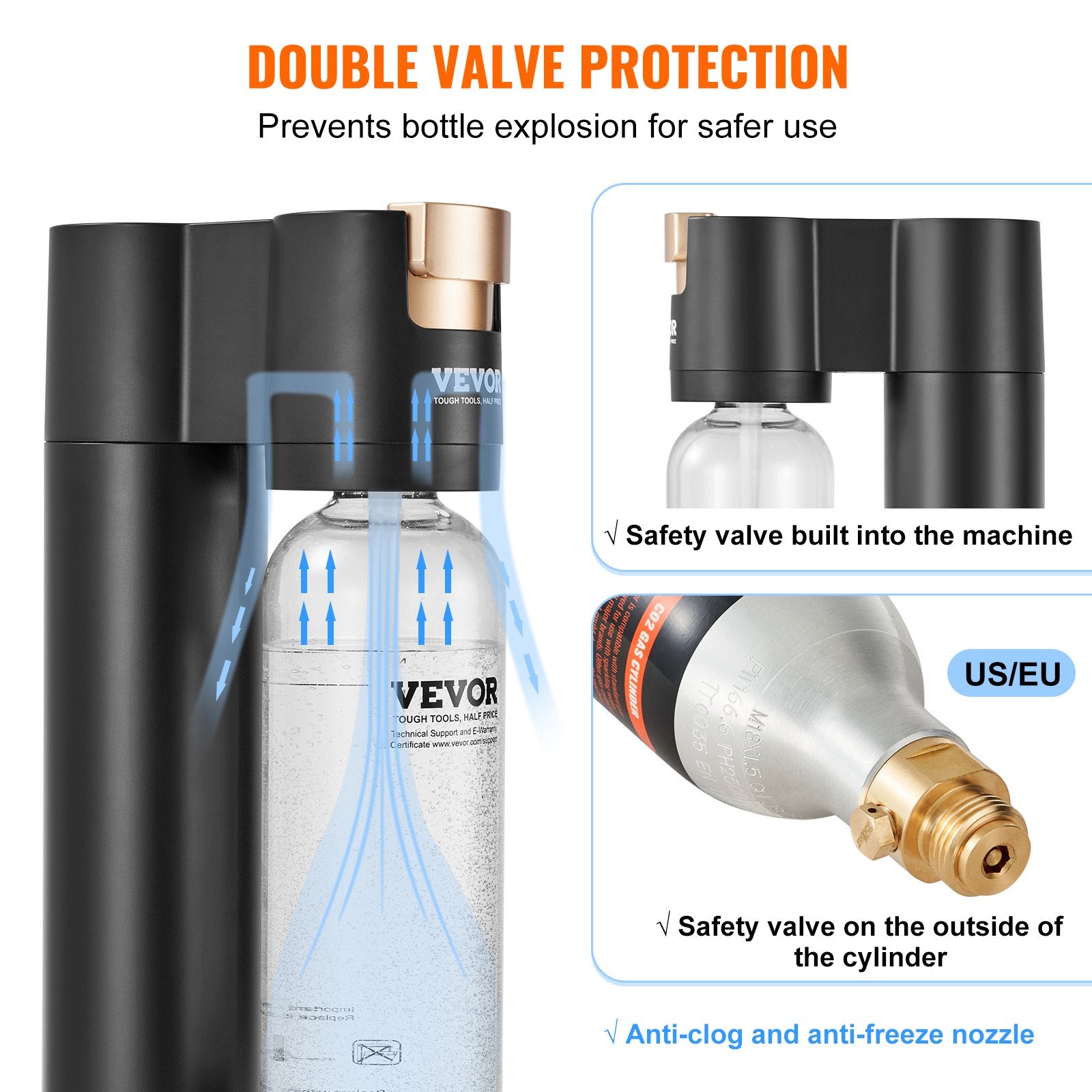 Sparkling Water Maker Soda Machine Home Carbonating Kit with 1L PET Bottle 2 CO2