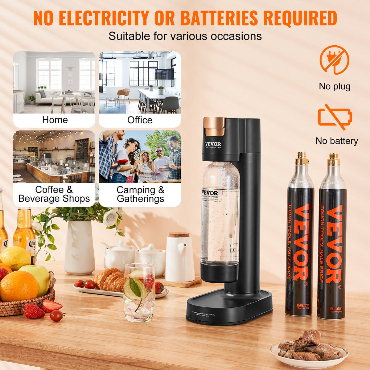 Sparkling Water Maker Soda Machine Home Carbonating Kit with 1L PET Bottle 2 CO2
