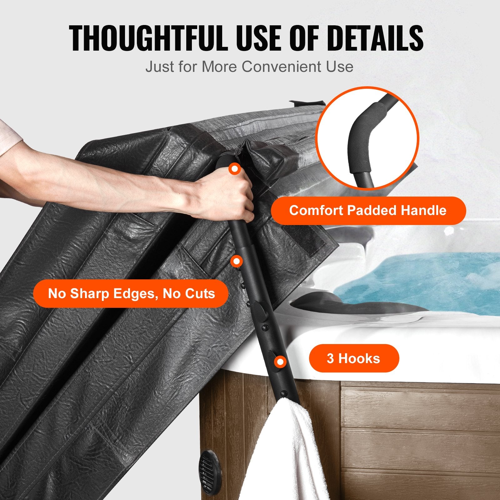 Hot Tub Cover Lift Adjustable Spa Cover Lift 80-105cm 145-235cm Rectangular Tub