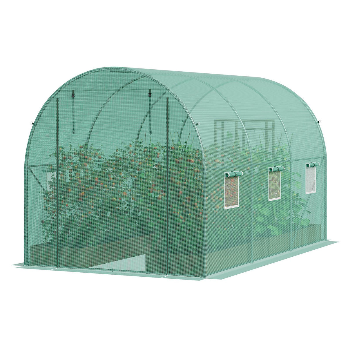 Walk-in Tunnel Greenhouse 11.3x6.4x6.3 ft, Roll-up Door, 6 Windows