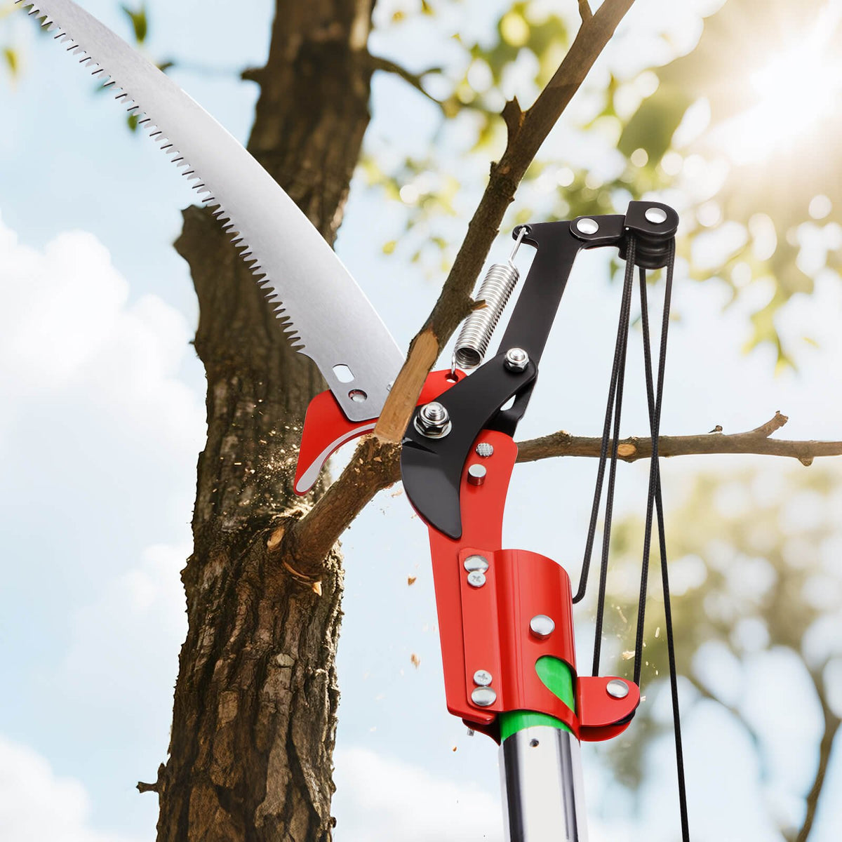Manual Pole Saw 118-809.3cm Extendable Tree Pruner Scissors 65Mn Steel Blade