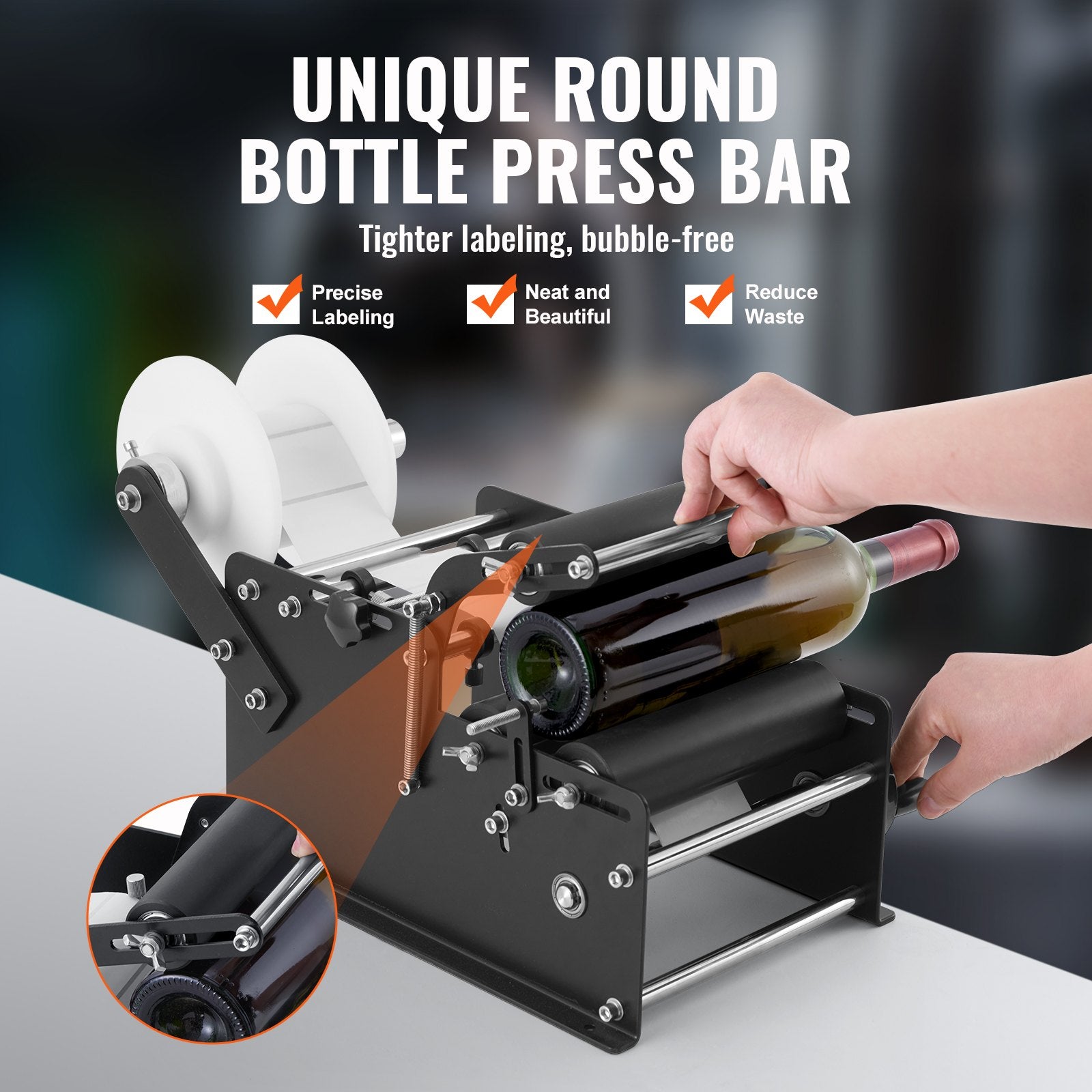 Round Bottle Labeling Machine with Adjustable Label Applicator