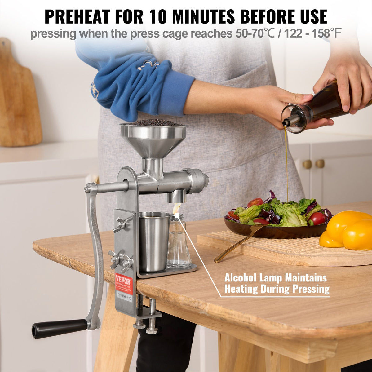 Manual Oil Press Machine Stainless Steel Extractor Detachable Household Expeller