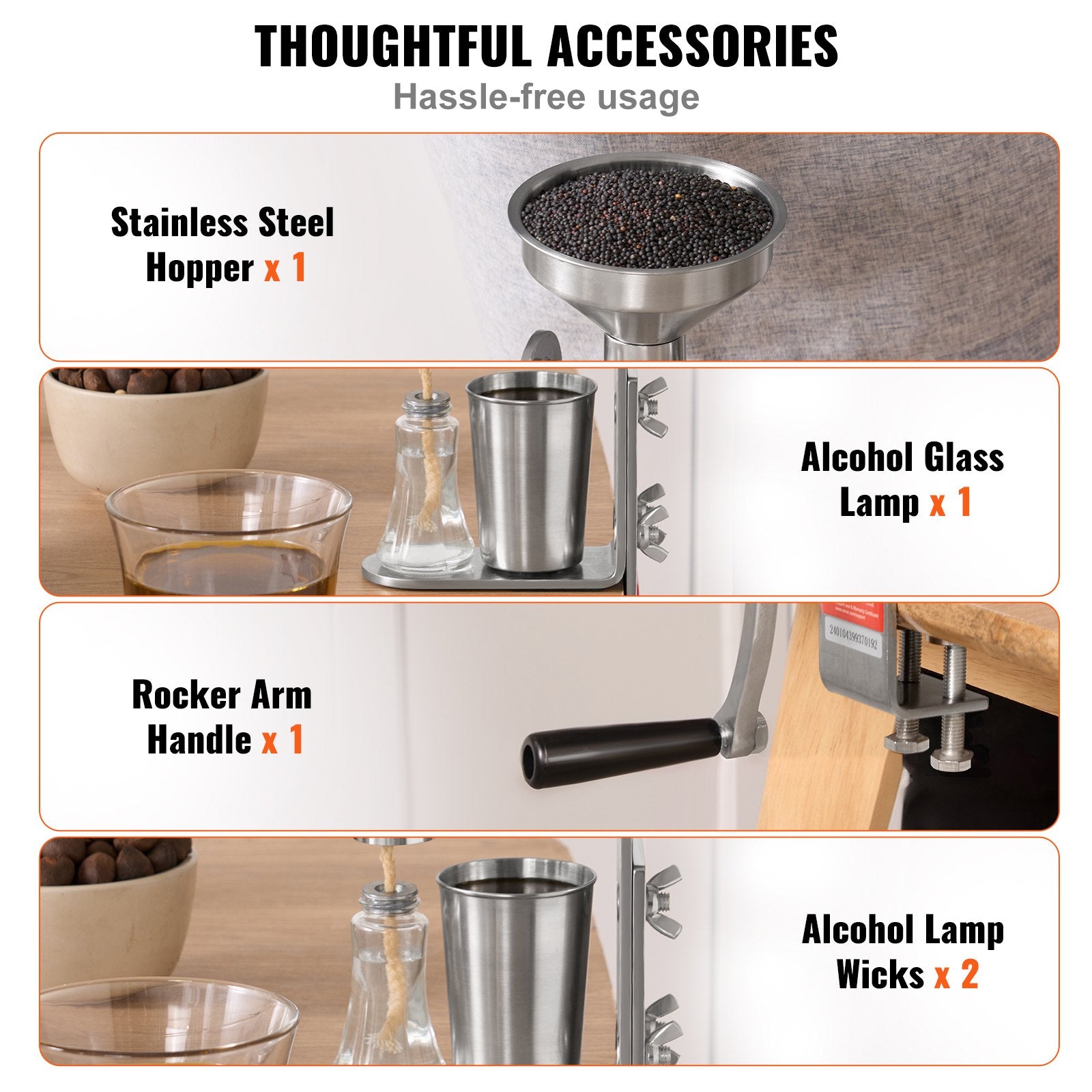 Manual Oil Press Machine Stainless Steel Extractor Detachable Household Expeller