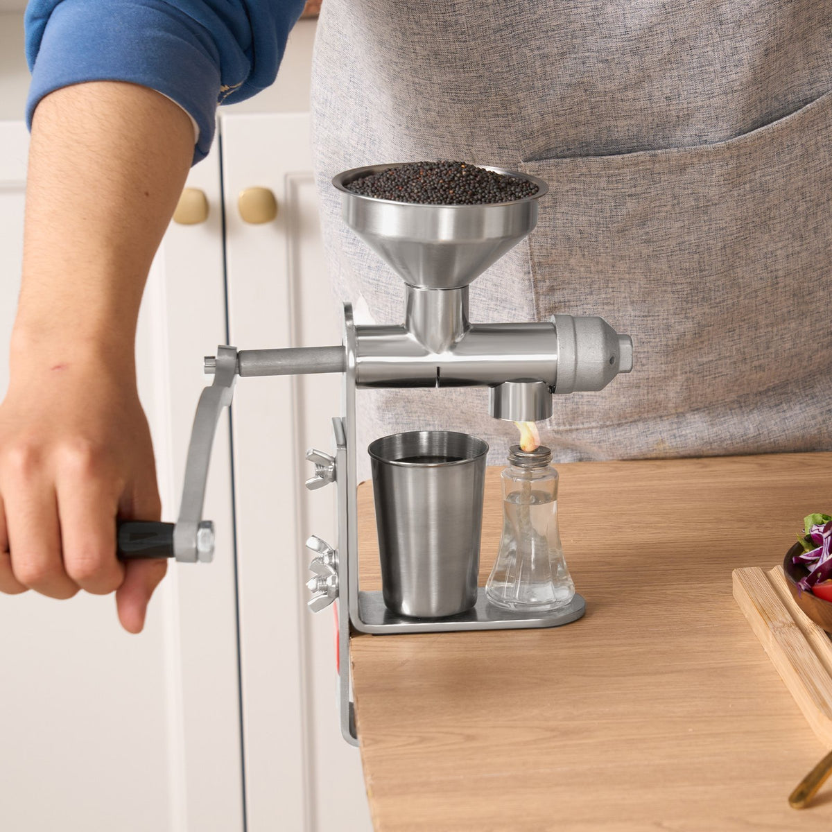 Manual Oil Press Machine Stainless Steel Extractor Detachable Household Expeller